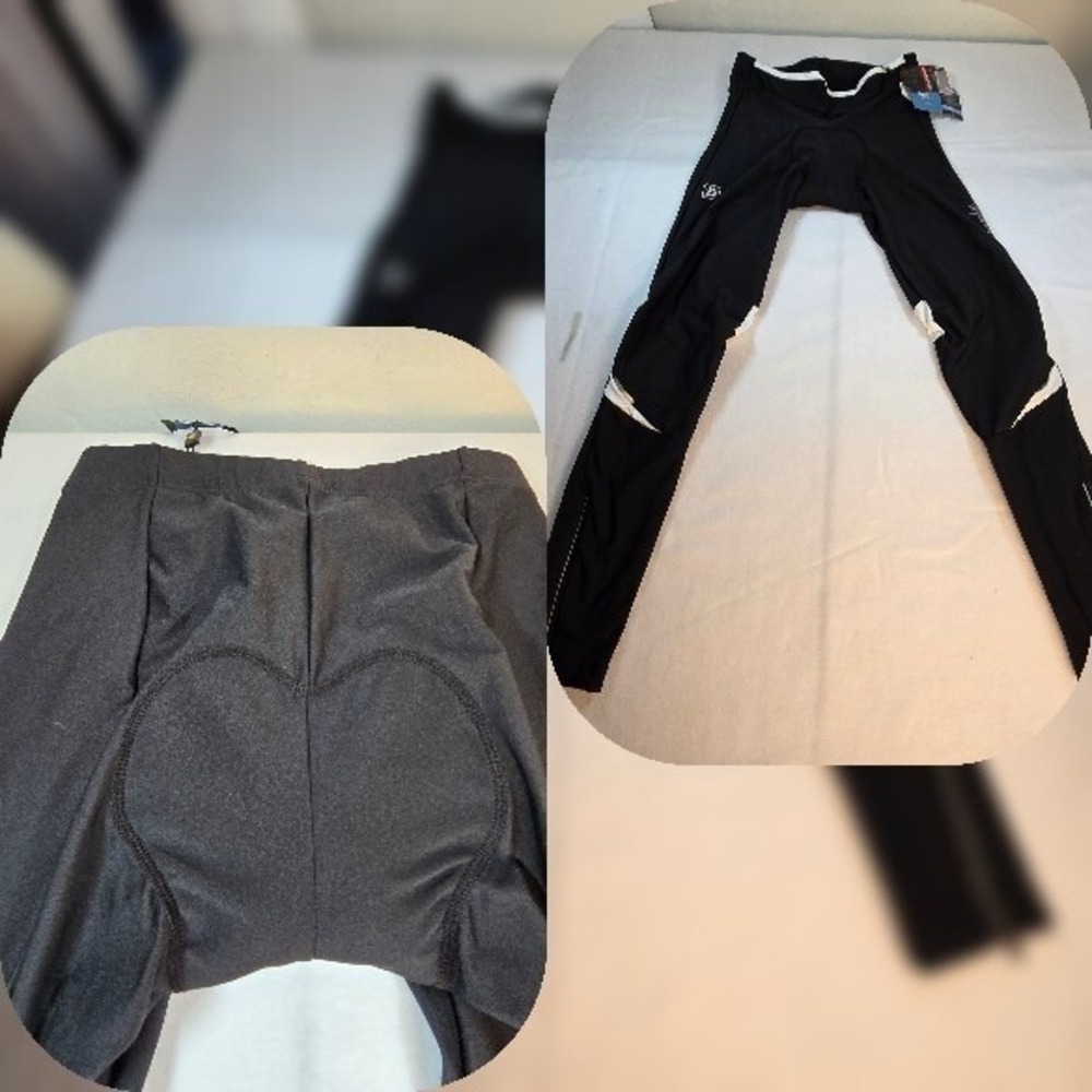 Mens Padded Stretch Cycling Bike Pants Tights Thermal Reflective Compression NWT